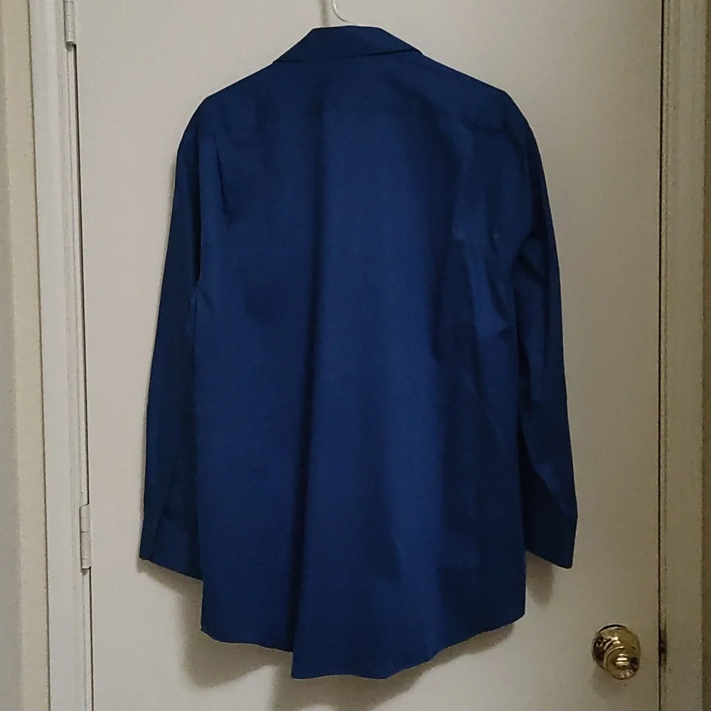 Mens George Blue Silky/Satin like Shirt - Picture 3 of 5